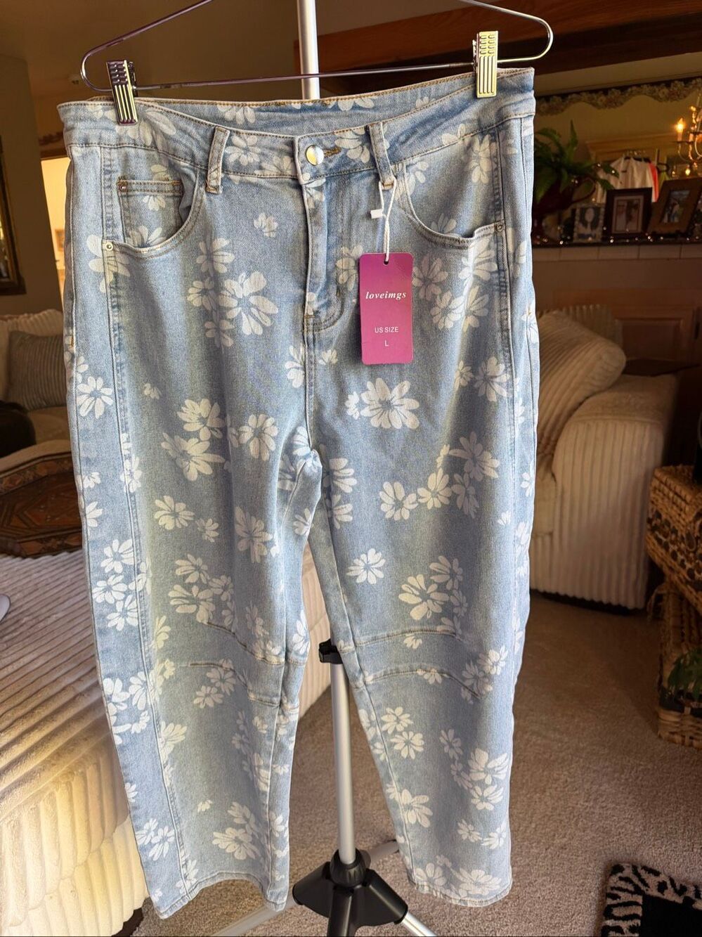 NWT loveimgs floral print barrel jeans